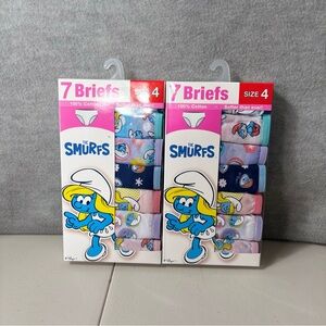 The Smurfs 2 Pack 100% Cotton Girls Brief Multicolor Size 4 Handcraft NIB
